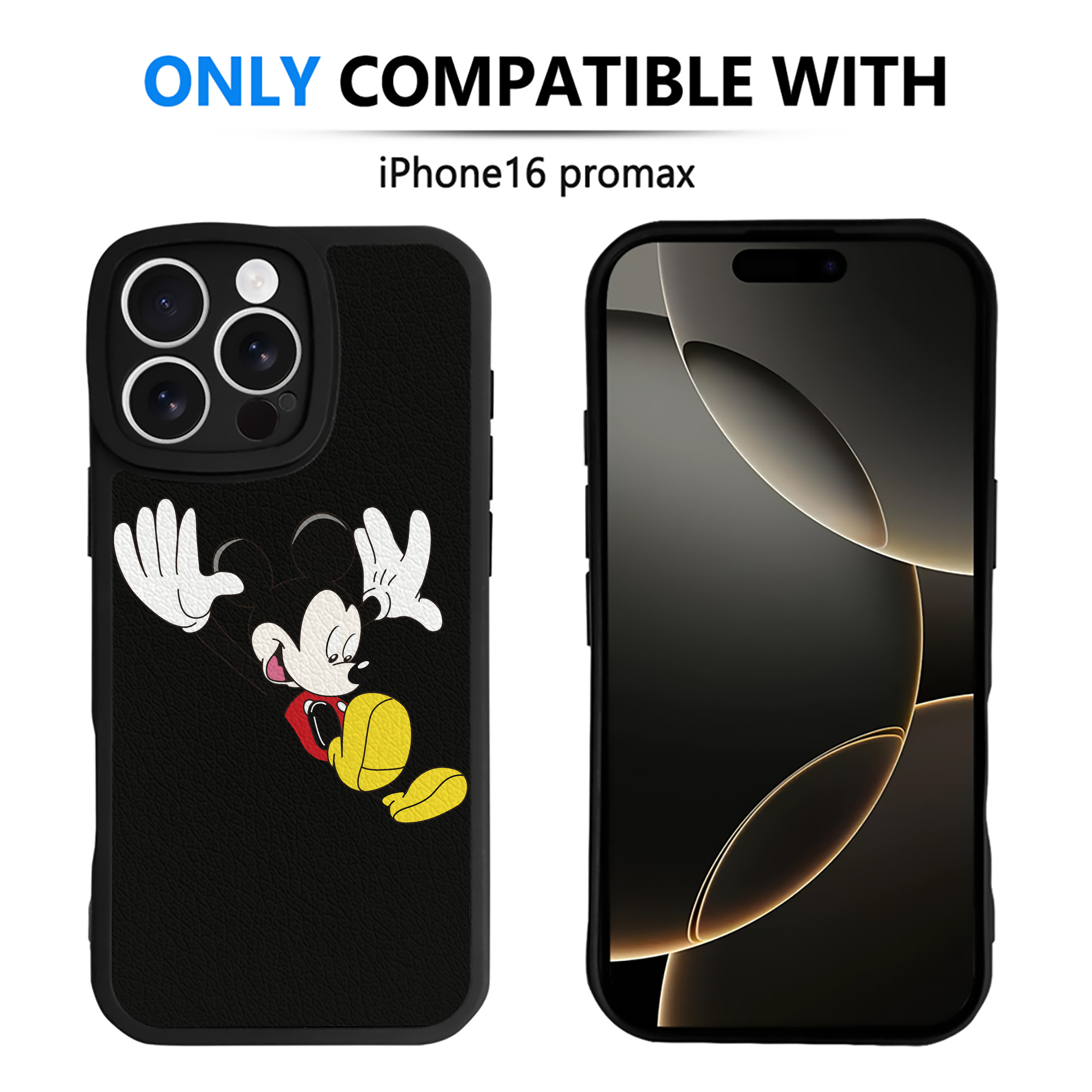 （画像用） ミッキーマウス Mickey Mouse 【iPhone 16シリーズ対応】シリコンスマホケース（レザー調） 材質：シリコン